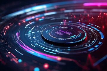 Abstract digital art with colorful circular patterns, representing data flow and technology innovation in a futuristic concept.