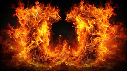 Fototapeta premium Intense flames erupt in a vibrant font, blazing with heat and energy as fiery sparks dance across the page, mesmerizing all who behold them.