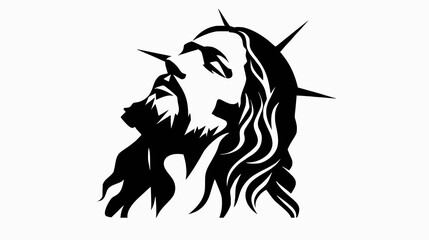 Minimalist logo Jesus black and white stencil