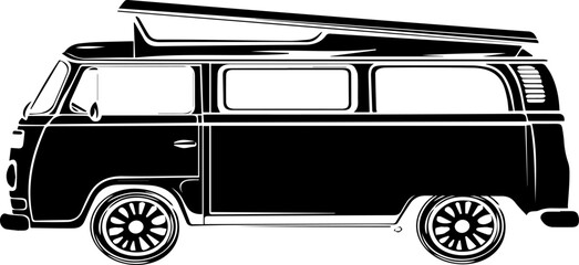 A black van with a roof rack. The van is parked on a white background