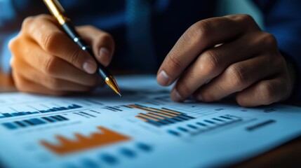 Closeup of a business plan with market analysis and competitor research, business strategy