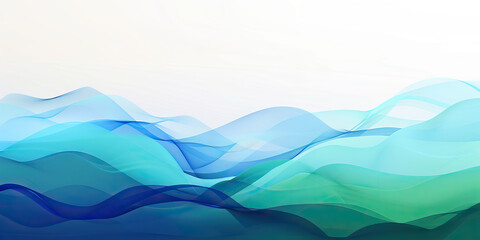 Fototapeta premium Company mission statement poster, showcasing key values and goals in various shades of blue and green, against a white background.