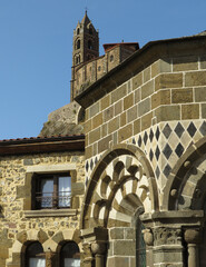 Romanesque Chapel of Saint-Clair d'Aiguilhe and church of Saint-Michel on the top of a volcanic plug. 12 century. Historic city of Puy-en-Velay. France. © JOSEANTONIO
