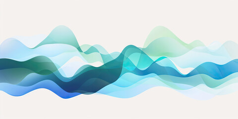 Fototapeta premium Company mission statement poster, showcasing key values and goals in various shades of blue and green, against a white background.