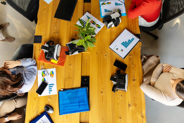 VIEW OF A WORK TABLE IN AN OFFICE