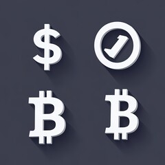 Fototapeta premium Bitcoin and dollar currency symbols with check mark icon