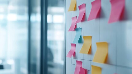 Business plan flowchart on a whiteboard in a conference room, collaborative planning session