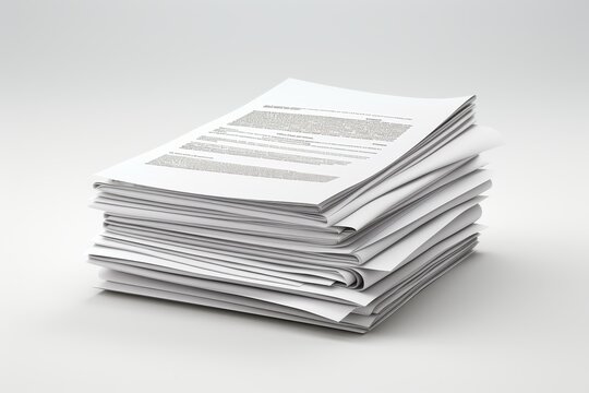 Isolated stack of business documents on white background for professional presentations