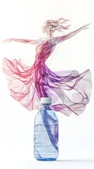 Fototapeta premium Ethereal Dance Odyssey Banner with Flowing Dancer Outfits and Travel Essentials