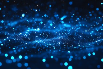 Blue glowing stars on a digital network background