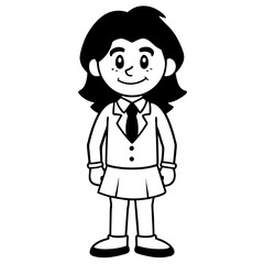 Smiling Indian Teen Girl, 17, in School Uniform - Full Body Vector Illustration