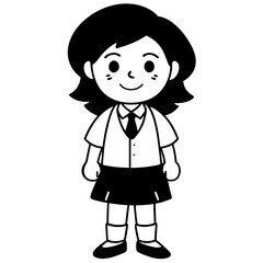 Smiling Indian Teen Girl, 17, in School Uniform - Full Body Vector Illustration
