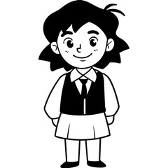 Smiling Indian Teen Girl, 17, in School Uniform - Full Body Vector Illustration