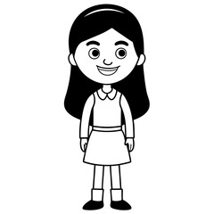 Smiling Indian Teen Girl, 17, in School Uniform - Full Body Vector Illustration