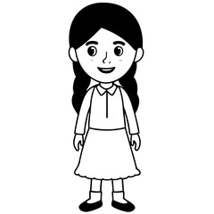 Smiling Indian Teen Girl, 17, in School Uniform - Full Body Vector Illustration
