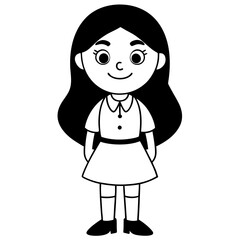 Smiling Indian Teen Girl, 17, in School Uniform - Full Body Vector Illustration