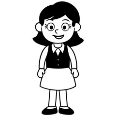 Smiling Indian Teen Girl, 17, in School Uniform - Full Body Vector Illustration