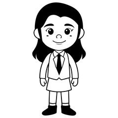 Smiling Indian Teen Girl, 17, in School Uniform - Full Body Vector Illustration
