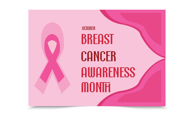 Creative breast cancer awareness design cards with pink ribbons. october breast cancer awareness month. Breast cancer awareness card. Breast cancer awareness month horizontal banner template design.