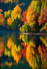 Obraz premium stunning reflections calm water surfaces capturing beauty nature tranquility, aesthetic, allure, atmosphere, bright, capture, charming, clear, color, dawn