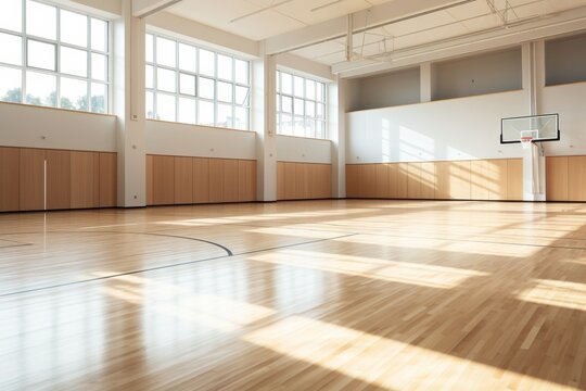 Spacious gymnasium for school sports lessons and activities, designed for student engagement