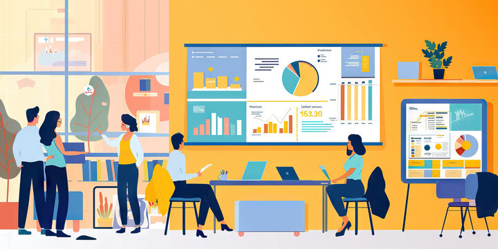 Health & Wellness Initiative: A colorful poster with statistics about employee health and wellness, promoting the company's programs and initiatives.