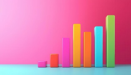 Colorful bar graph on vibrant background representing growth and progress in a modern business context.