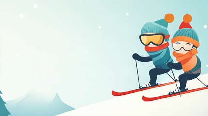 Skiing down a snowy slope, wearing festive gear, Christmas in the mountains