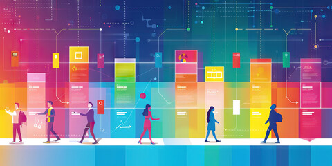 Digital Transformation Roadmap: A colorful timeline displaying the organization's progress in adopting and integrating digital technologies.