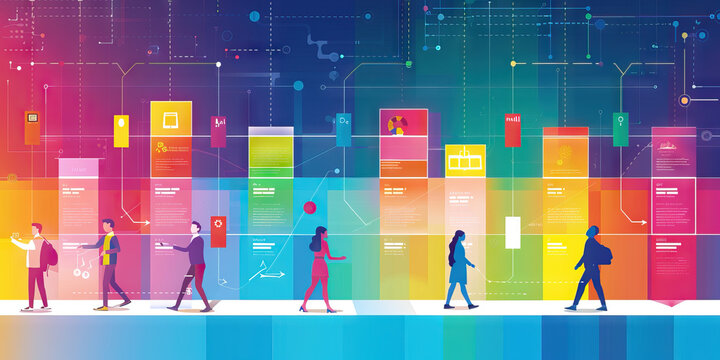Digital Transformation Roadmap: A colorful timeline displaying the organization's progress in adopting and integrating digital technologies.