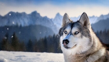 Naklejka premium Very smart, intelligent and cute Siberian husky breed