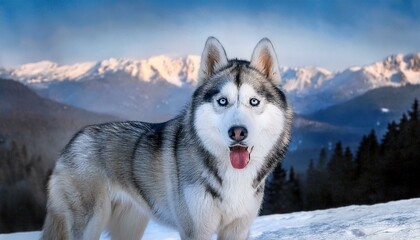 Naklejka premium Very smart, intelligent and cute Siberian husky breed