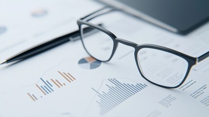 Close-up of a business plan document with financial graphs and a calculator