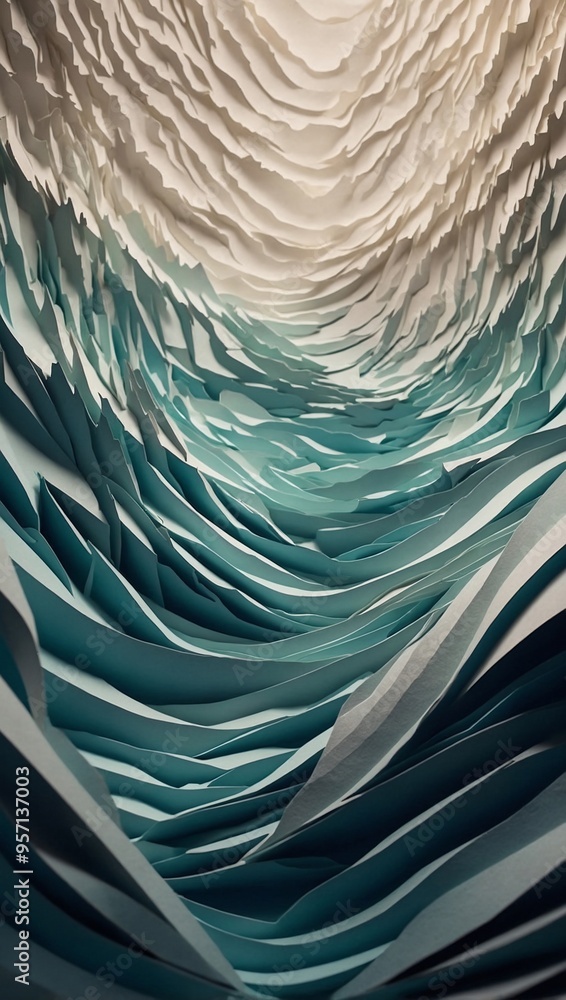 Poster papercut-style background with smooth flowing edges for a layered depth effect.