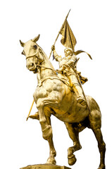 isolated equestrian statue of Joan of Arc in Paris, France