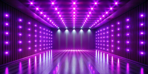 Purple Neon Lights Stage, 3D Rendering, Futuristic, Stage Lighting, Neon