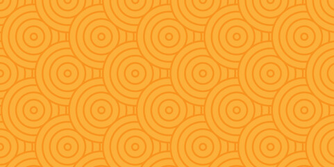 Overlapping creative diamond circle abstract orange and yellow pattern background with waves texture. geometric digital fabric pattern circles floral and spiral round lapping retro background.