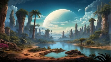 Wallpaper view of alien planet, abstraction