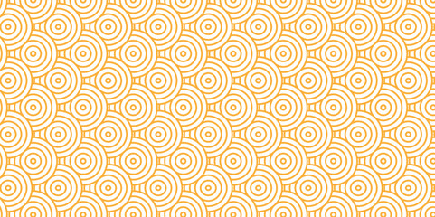 Overlapping creative diamond circle abstract orange and yellow pattern background with waves texture. geometric digital fabric pattern circles floral and spiral round lapping retro background.