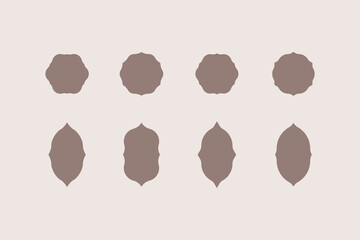 Geometric classic frame set in arabic style. Simple design frames. Vector shape for packaging, labels, postcards, invitations, social media post.