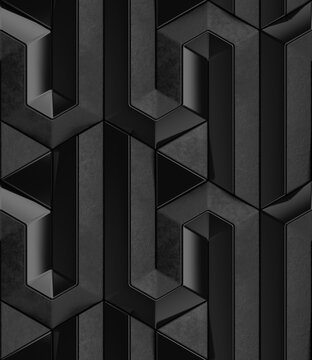 Geometric pattern of a wall made of metal.
