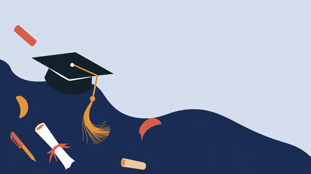 Congratulations graduates Grad ceremony hand drawn typography concept.