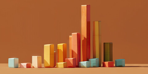 A stacked bar graph of revenue by product line, set against a warm brown background.