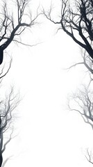 Obraz premium Spooky Forest Silhouettes Against Stark White Background