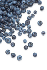 Blueberries isolated on white background. Top view