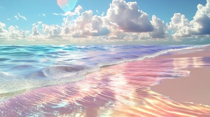 Chrome Sands & Holographic Waves: A Surreal Beachscape in Augmented Reality 1