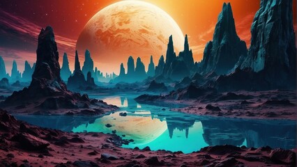 Wallpaper view of alien planet, abstraction