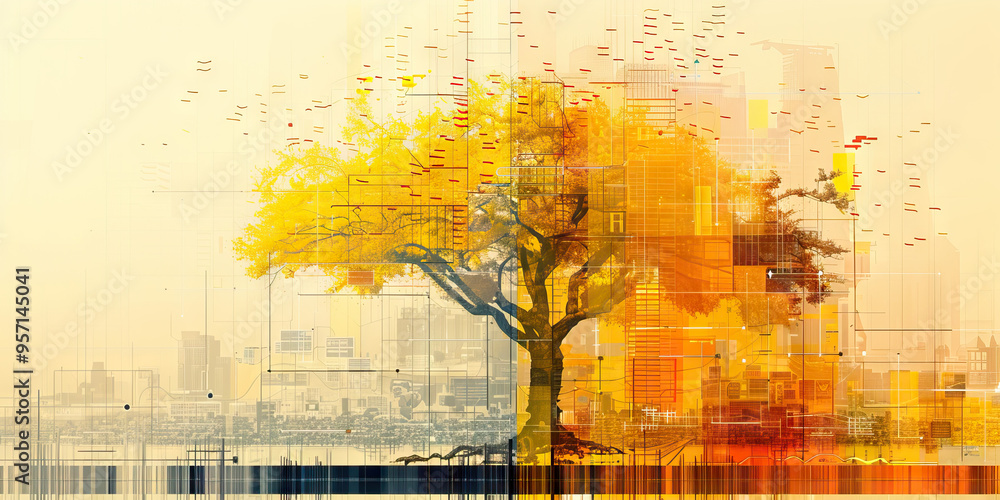 Poster A tree map of market share by segment, with each segment represented by a different shade of yellow.