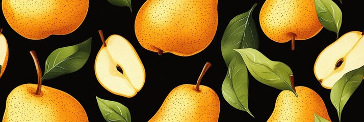 Seamless repetitive pattern background of fresh pear for fabric design