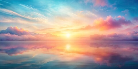 Fototapeta premium Warm Sunset Gradient Mix Background Soft Hues Vibe Elegance Watercolor Wash Technique Morning Mood Pastel Shades Light Color Palette Subtle Concept